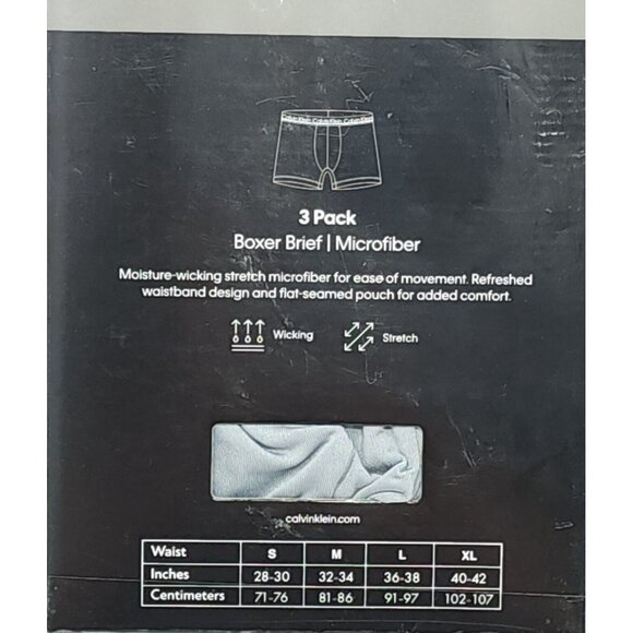 Calvin Klein Boxer Brief Size XL  3 Pack Microfiber Stretch Soft Blue Navy& Gray - Picture 5 of 8